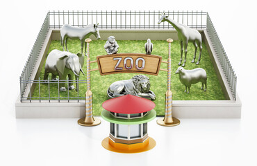 Generic 3D illustration of a city zoo. 3D illustration