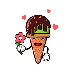 cute ice cream cartoon mascot character