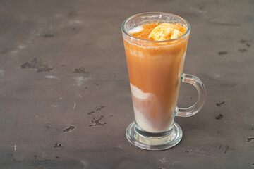 Affogato coffee with ice cream served in glass