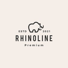 rhino monoline hipster vintage logo vector icon illustration © gaga vastard