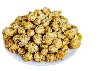 Popcorn with caramel glaze isolated