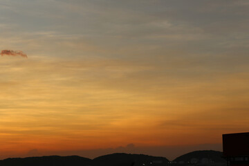 View of the city and mountain after the sunset.