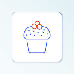 Line Cake icon isolated on white background. Happy Birthday. Colorful outline concept. Vector.