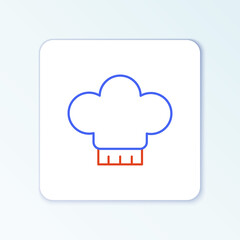 Line Chef hat icon isolated on white background. Cooking symbol. Cooks hat. Colorful outline concept. Vector.