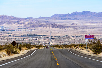 Long straight road at California, USA.