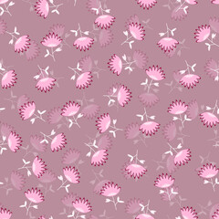 Seamless floral pattern based on traditional folk art ornaments. Colorful flowers on color background. Scandinavian style. Sweden nordic style. Vector illustration. Simple minimalistic pattern.