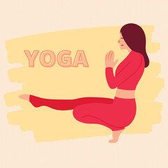 illustration of a woman Yoga body sport fitness