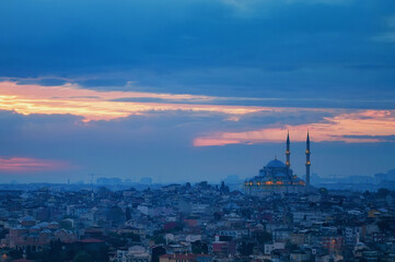 Fototapeta na wymiar Fatih Camii or Conqueror's Mosque and panoramic view on Istanbul, Turkey.