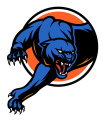 Stylized panther on circle background. Vector emblem.  © Refluo