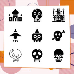 Simple set of 9 icons related to dome