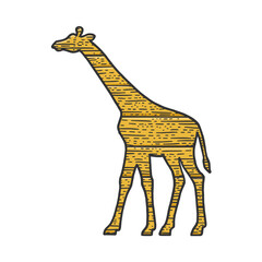 wooden giraffe animal silhouette sketch raster