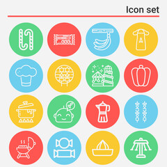 16 pack of vegetable  lineal web icons set