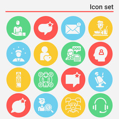 16 pack of noteworthy  filled web icons set