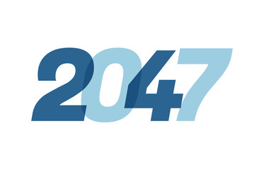 Happy New Year 2047 Text Design. 2047 Number logo design for Brochure design template, card, banner Isolated on white background. Vector illustration