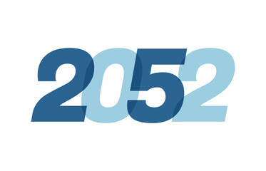 Happy New Year 2052 Text Design. 2052 Number logo design for Brochure design template, card, banner Isolated on white background. Vector illustration