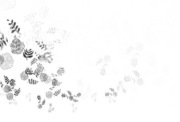 Light Gray vector doodle texture with leaves.