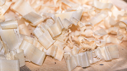 Pile of sawdust and wood shavings