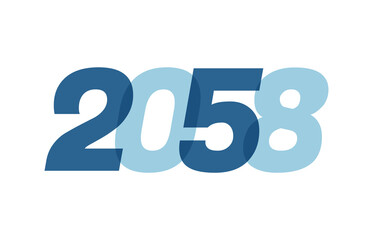 Happy New Year 2058 Text Design. 2058 Number logo design for Brochure design template, card, banner Isolated on white background. Vector illustration