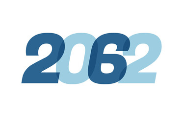 Happy New Year 2062 Text Design. 2062 Number logo design for Brochure design template, card, banner Isolated on white background. Vector illustration