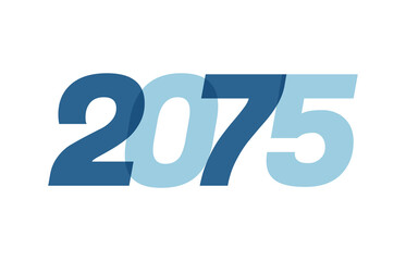 Happy New Year 2075 Text Design. 2075 Number logo design for Brochure design template, card, banner Isolated on white background. Vector illustration