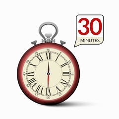 30 minutes Stopwatch - Thirty minute Vector Time Icon