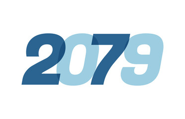 Happy New Year 2079 Text Design. 2079 Number logo design for Brochure design template, card, banner Isolated on white background. Vector illustration