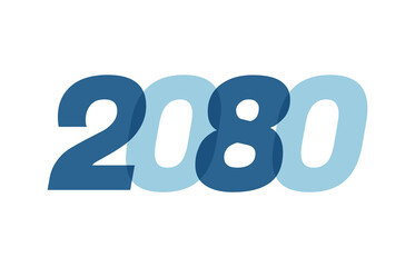Happy New Year 2080 Text Design. 2080 Number logo design for Brochure design template, card, banner Isolated on white background. Vector illustration