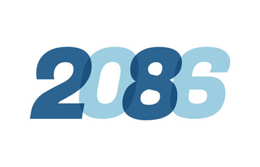 Happy New Year 2086 Text Design. 2086 Number logo design for Brochure design template, card, banner Isolated on white background. Vector illustration