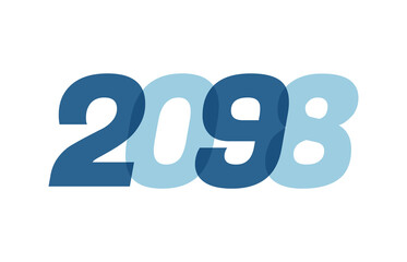 Happy New Year 2098 Text Design. 2098 Number logo design for Brochure design template, card, banner Isolated on white background. Vector illustration