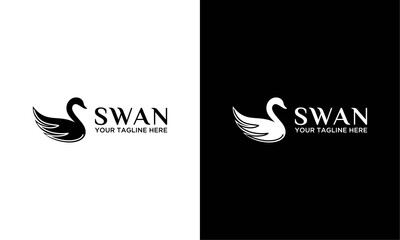 Simple luxury swan logo design template