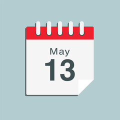 Icon day date 13 May, template calendar page