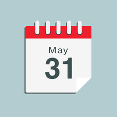 Icon day date 31 May, template calendar page