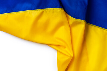 National flag of Ukraine fabric textile background
