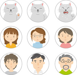 Cat and person icon illustration