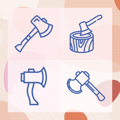 Simple set of axe throwing related lineal icons