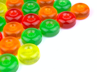 Colorful fruit hard sugar candies, boiled sweeties or sugar plum