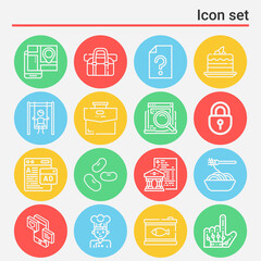 16 pack of online  lineal web icons set