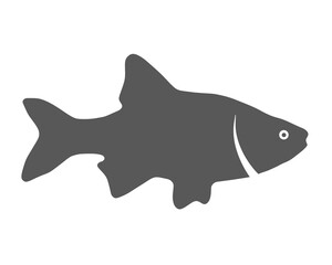 Grey silhouette of fish on white background