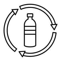 Vector Bottle Recycling Outline Icon Design