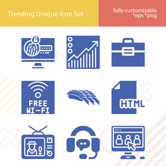 Simple set of display related filled icons.