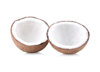 Coconuts isolated on white background. Collection.