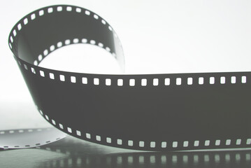 35mm negative film roll in blur. Photographic film.