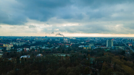 Fototapeta na wymiar Smoke in Lviv, Ukraine