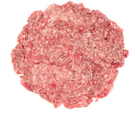 Raw minced meat isolated on white background. Chopped meat background.  fresh raw ground pork heap. Top view.