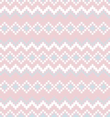 Pink Christmas Fair Isle Seamless Pattern Background