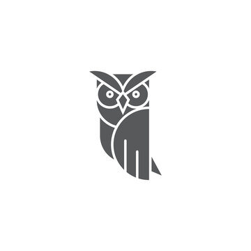 Owl bird icon, color, line, outline vector sign, linear style pictogram isolated on white. Symbol, logo illustration