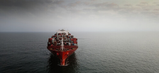 Container ship carrying container for import and export, business logistic and transportation by...