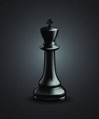 Chess king with black background trendy 3d render illustration.