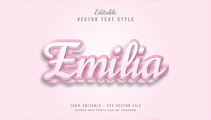 Cute Pink Text Style with Embossed Effect