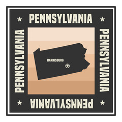 Abstract square stamp or sign with name of US state Pennsylvania